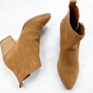 Dolce Vita Rila Cognac Brown Suede Block Heel Ankle Boots Size 6.5